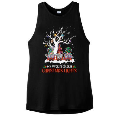 My Favorite Color Is Christmas Lights Gnome Merry Christmas Ladies PosiCharge Tri-Blend Wicking Tank