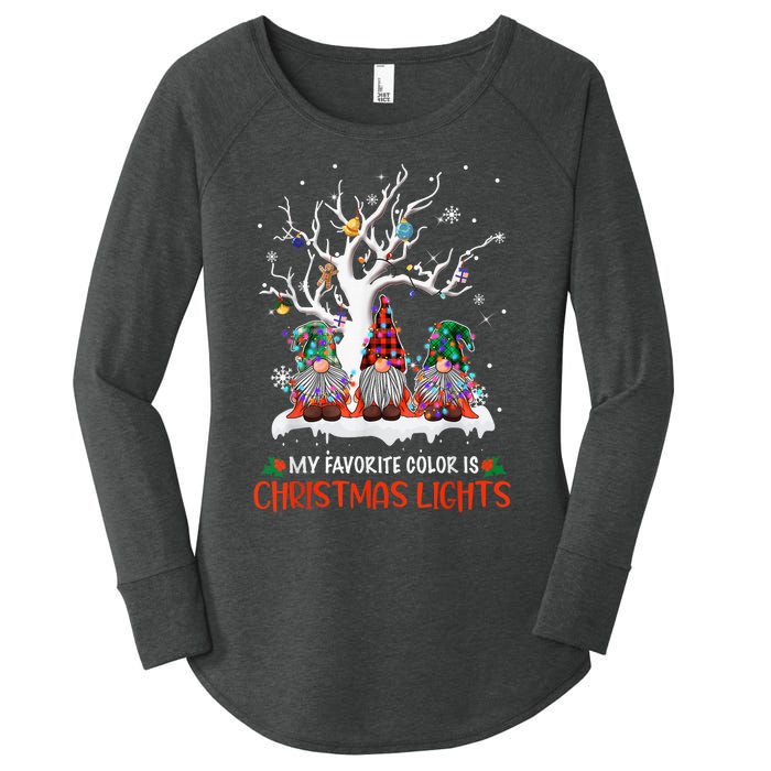 My Favorite Color Is Christmas Lights Gnome Merry Christmas Women's Perfect Tri Tunic Long Sleeve Shirt