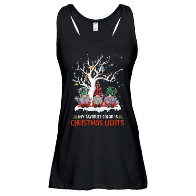 My Favorite Color Is Christmas Lights Gnome Merry Christmas Ladies Essential Flowy Tank