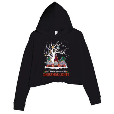 My Favorite Color Is Christmas Lights Gnome Merry Christmas Crop Fleece Hoodie