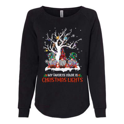 My Favorite Color Is Christmas Lights Gnome Merry Christmas Womens California Wash Sweatshirt