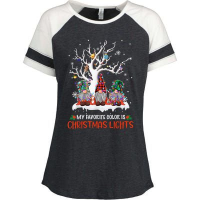 My Favorite Color Is Christmas Lights Gnome Merry Christmas Enza Ladies Jersey Colorblock Tee