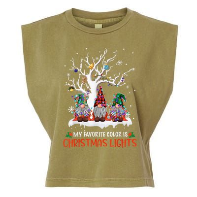 My Favorite Color Is Christmas Lights Gnome Merry Christmas Garment-Dyed Women's Muscle Tee