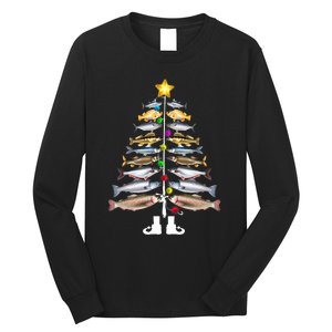 Merry Fishmas Christmas Tree Funny Fishing Long Sleeve Shirt