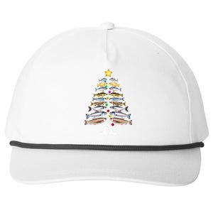 Merry Fishmas Christmas Tree Funny Fishing Snapback Five-Panel Rope Hat