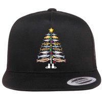 Merry Fishmas Christmas Tree Funny Fishing Flat Bill Trucker Hat