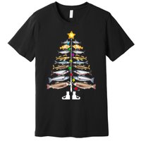 Merry Fishmas Christmas Tree Funny Fishing Premium T-Shirt