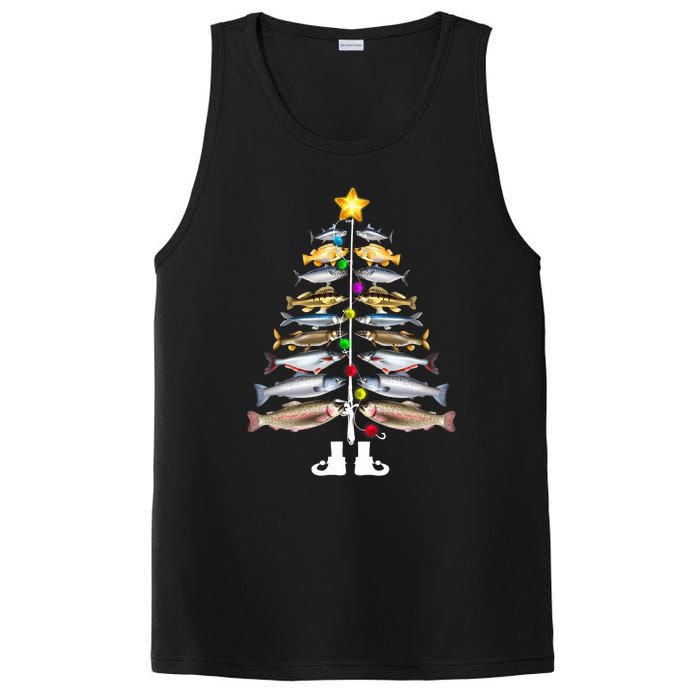 Merry Fishmas Christmas Tree Funny Fishing PosiCharge Competitor Tank