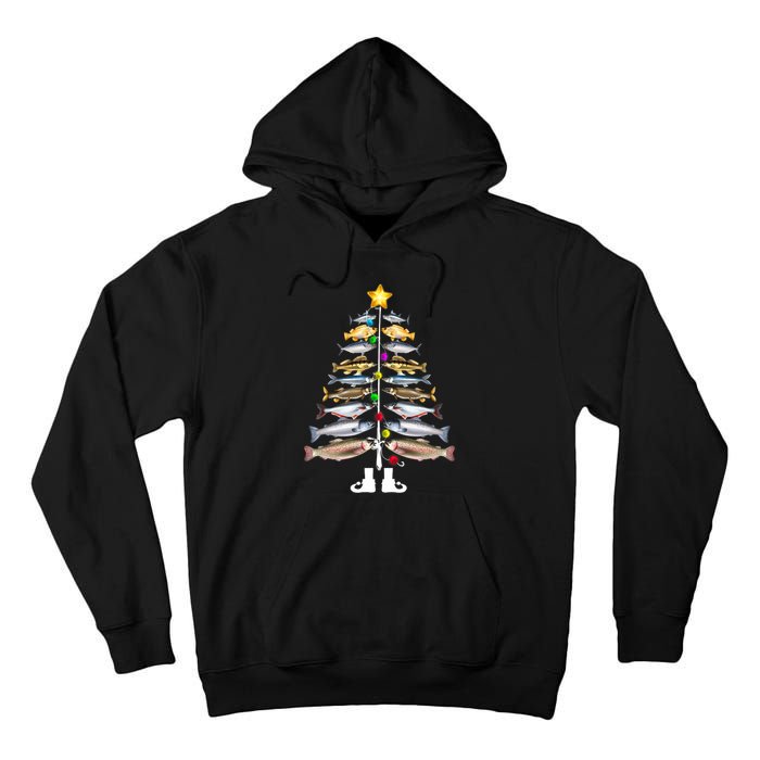 Merry Fishmas Christmas Tree Funny Fishing Tall Hoodie