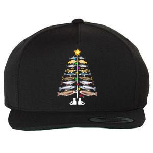 Merry Fishmas Christmas Tree Funny Fishing Wool Snapback Cap