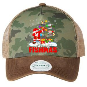 Merry Fishmas Christmas Tree Xmas Lights Fish Dabbing Santa Legacy Tie Dye Trucker Hat