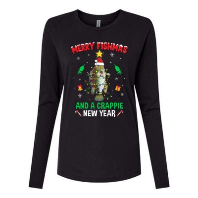 Merry Fishmas Crappie Christmas Tree Fishing Funny Xmas Womens Cotton Relaxed Long Sleeve T-Shirt