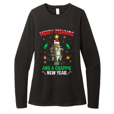 Merry Fishmas Crappie Christmas Tree Fishing Funny Xmas Womens CVC Long Sleeve Shirt