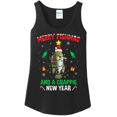 Merry Fishmas Crappie Christmas Tree Fishing Funny Xmas Ladies Essential Tank