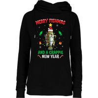 Merry Fishmas Crappie Christmas Tree Fishing Funny Xmas Womens Funnel Neck Pullover Hood