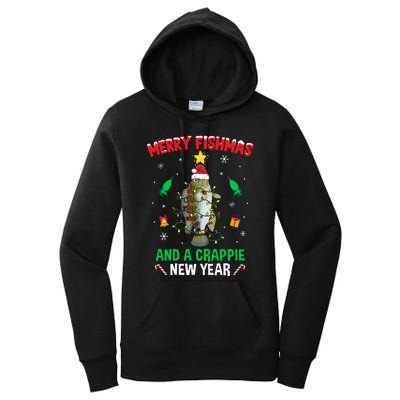 Merry Fishmas Crappie Christmas Tree Fishing Funny Xmas Women's Pullover Hoodie