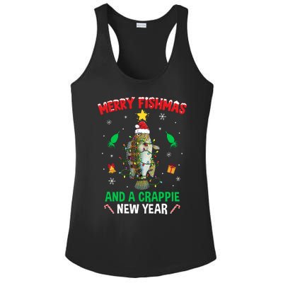 Merry Fishmas Crappie Christmas Tree Fishing Funny Xmas Ladies PosiCharge Competitor Racerback Tank