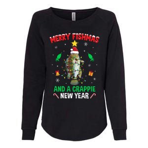 Merry Fishmas Crappie Christmas Tree Fishing Funny Xmas Womens California Wash Sweatshirt