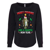 Merry Fishmas Crappie Christmas Tree Fishing Funny Xmas Womens California Wash Sweatshirt