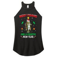 Merry Fishmas Crappie Christmas Tree Fishing Funny Xmas Women's Perfect Tri Rocker Tank