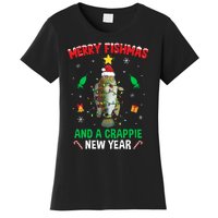 Merry Fishmas Crappie Christmas Tree Fishing Funny Xmas Women's T-Shirt