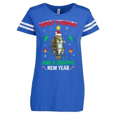 Merry Fishmas Crappie Christmas Tree Fishing Funny Xmas Enza Ladies Jersey Football T-Shirt