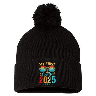 My First Cruise 2025 Family Vacation Cruise Ship Travel Pom Pom 12in Knit Beanie