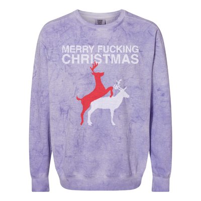 Merry Fucking Christmas! Obscene Ficking Reindeer Gift Fun Gift Colorblast Crewneck Sweatshirt