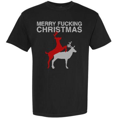 Merry Fucking Christmas! Obscene Ficking Reindeer Gift Fun Gift Garment-Dyed Heavyweight T-Shirt