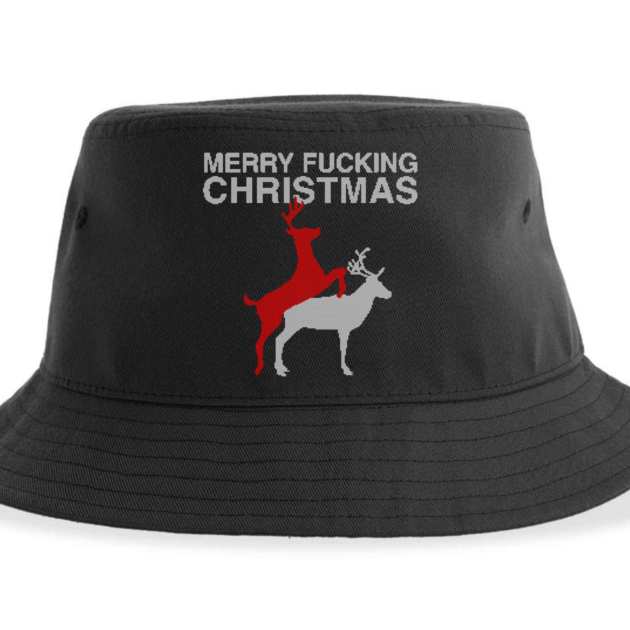 Merry Fucking Christmas! Obscene Ficking Reindeer Gift Fun Gift Sustainable Bucket Hat