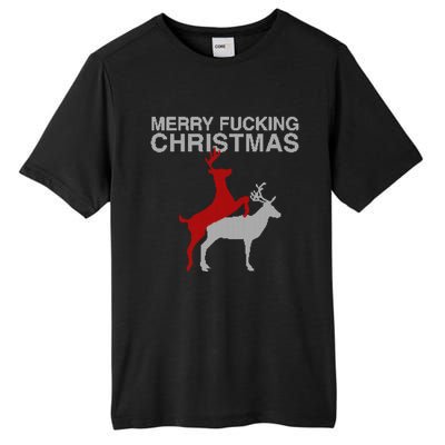 Merry Fucking Christmas! Obscene Ficking Reindeer Gift Fun Gift Tall Fusion ChromaSoft Performance T-Shirt