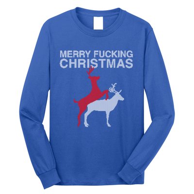 Merry Fucking Christmas! Obscene Ficking Reindeer Gift Fun Gift Long Sleeve Shirt