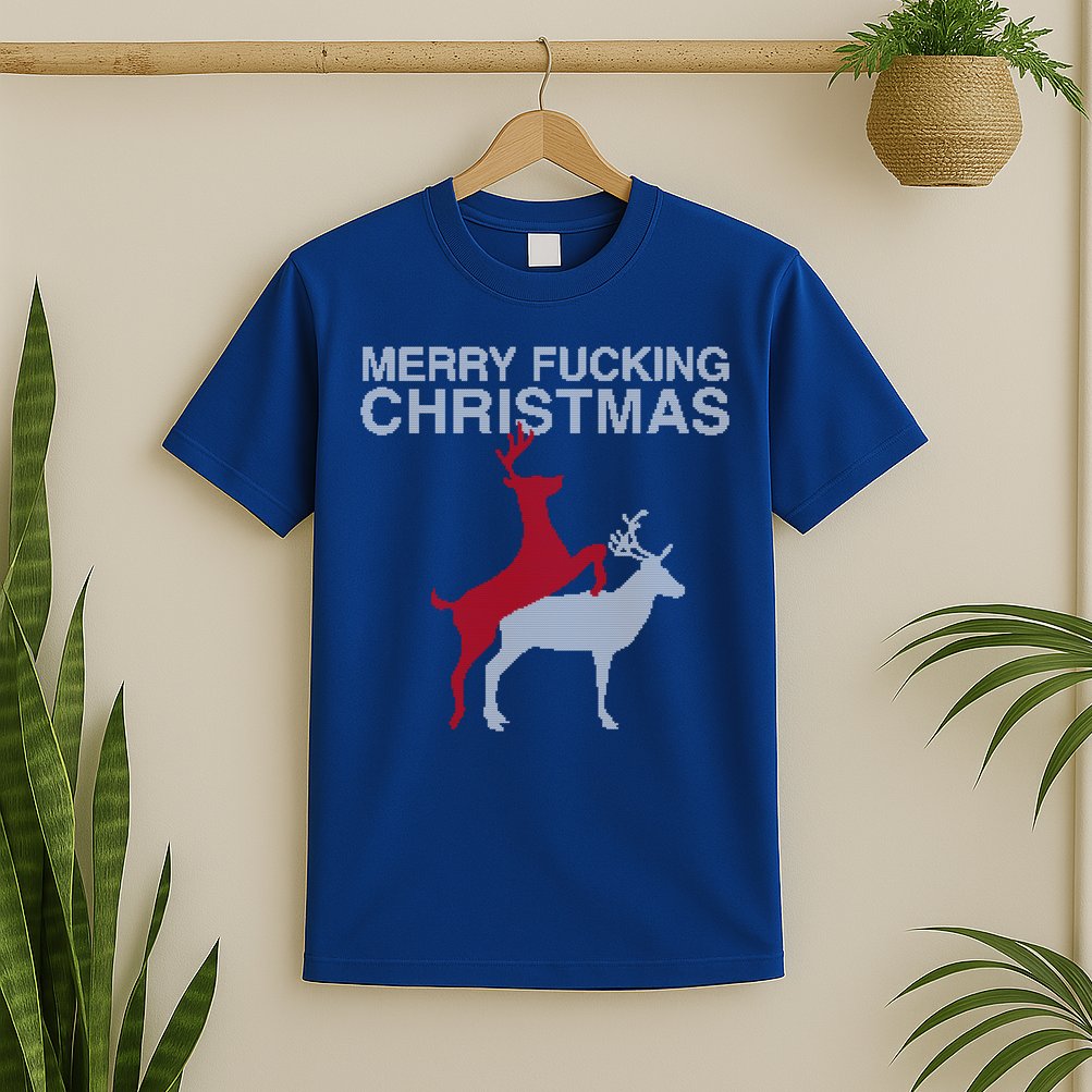 Merry Fucking Christmas! Obscene Ficking Reindeer Gift Fun Gift T-Shirt