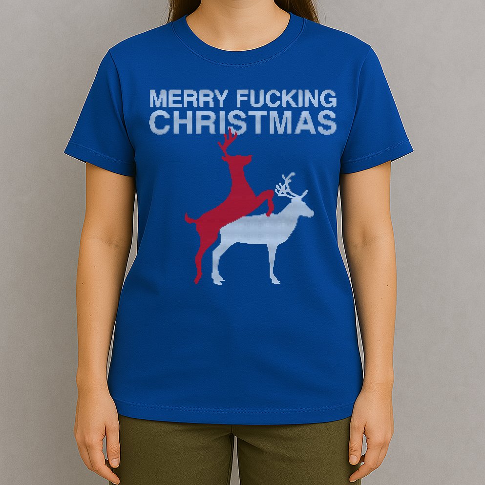 Merry Fucking Christmas! Obscene Ficking Reindeer Gift Fun Gift T-Shirt