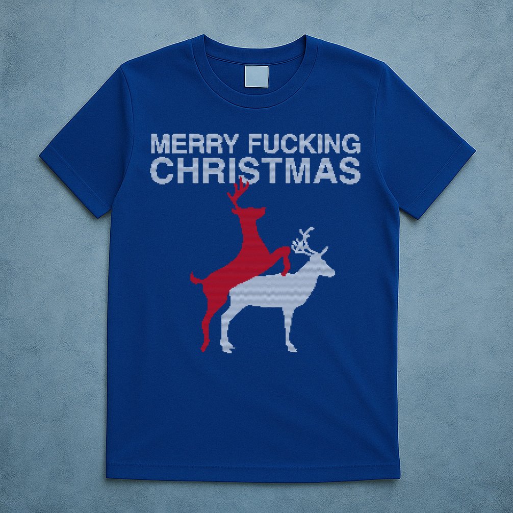 Merry Fucking Christmas! Obscene Ficking Reindeer Gift Fun Gift T-Shirt