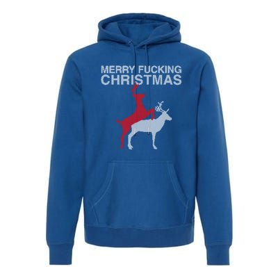 Merry Fucking Christmas! Obscene Ficking Reindeer Gift Fun Gift Premium Hoodie