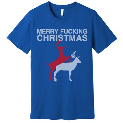 Merry Fucking Christmas! Obscene Ficking Reindeer Gift Fun Gift Premium T-Shirt