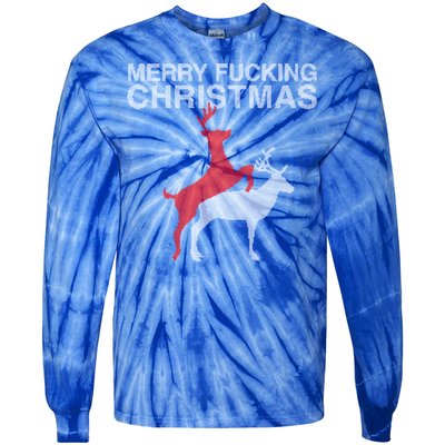 Merry Fucking Christmas! Obscene Ficking Reindeer Gift Fun Gift Tie-Dye Long Sleeve Shirt