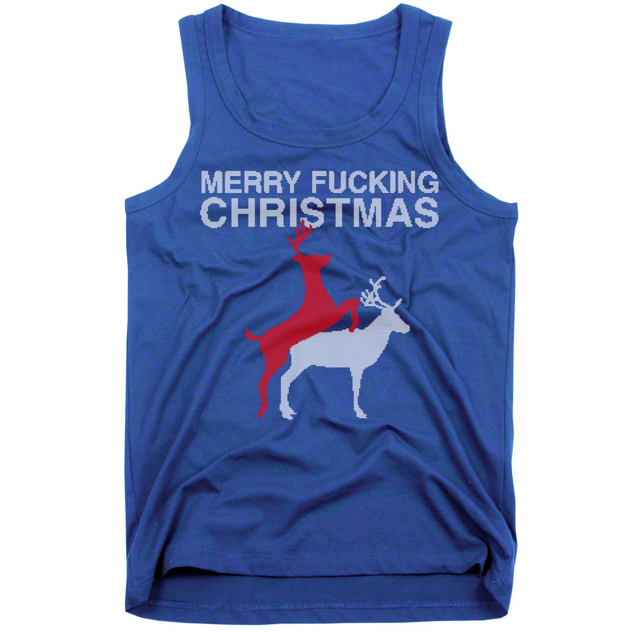 Merry Fucking Christmas! Obscene Ficking Reindeer Gift Fun Gift Tank Top