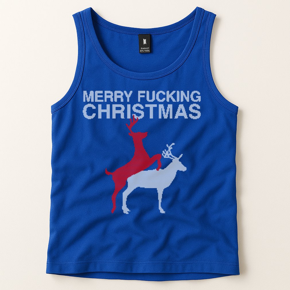 Merry Fucking Christmas! Obscene Ficking Reindeer Gift Fun Gift Tank Top