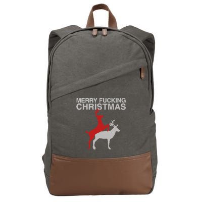Merry Fucking Christmas! Obscene Ficking Reindeer Gift Fun Gift Cotton Canvas Backpack
