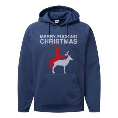 Merry Fucking Christmas! Obscene Ficking Reindeer Gift Fun Gift Performance Fleece Hoodie