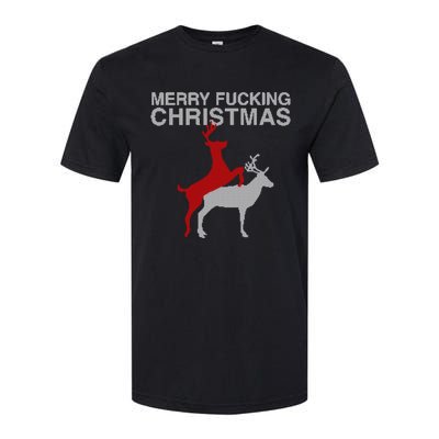 Merry Fucking Christmas! Obscene Ficking Reindeer Gift Fun Gift Softstyle CVC T-Shirt