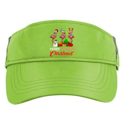 Merry Flocking Christmas Flamingo In Santa Hat Long Sleeve Adult Drive Performance Visor