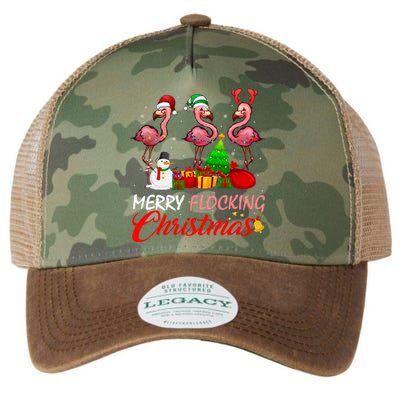 Merry Flocking Christmas Flamingo In Santa Hat Long Sleeve Legacy Tie Dye Trucker Hat