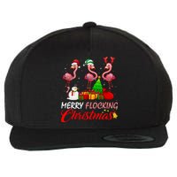 Merry Flocking Christmas Flamingo In Santa Hat Long Sleeve Wool Snapback Cap