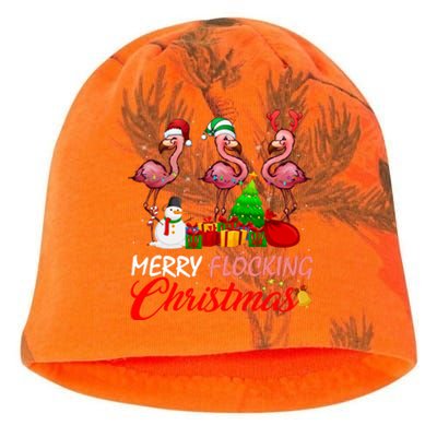 Merry Flocking Christmas Flamingo In Santa Hat Long Sleeve Kati - Camo Knit Beanie