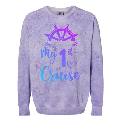 My First Cruise  Funny Cruise Colorblast Crewneck Sweatshirt