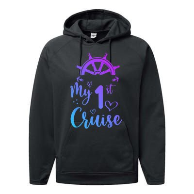 My First Cruise  Funny Cruise Performance Fleece Hoodie