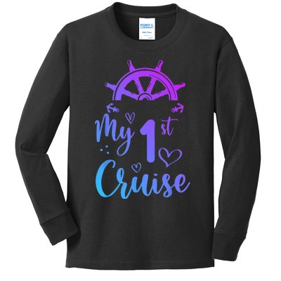 My First Cruise  Funny Cruise Kids Long Sleeve Shirt